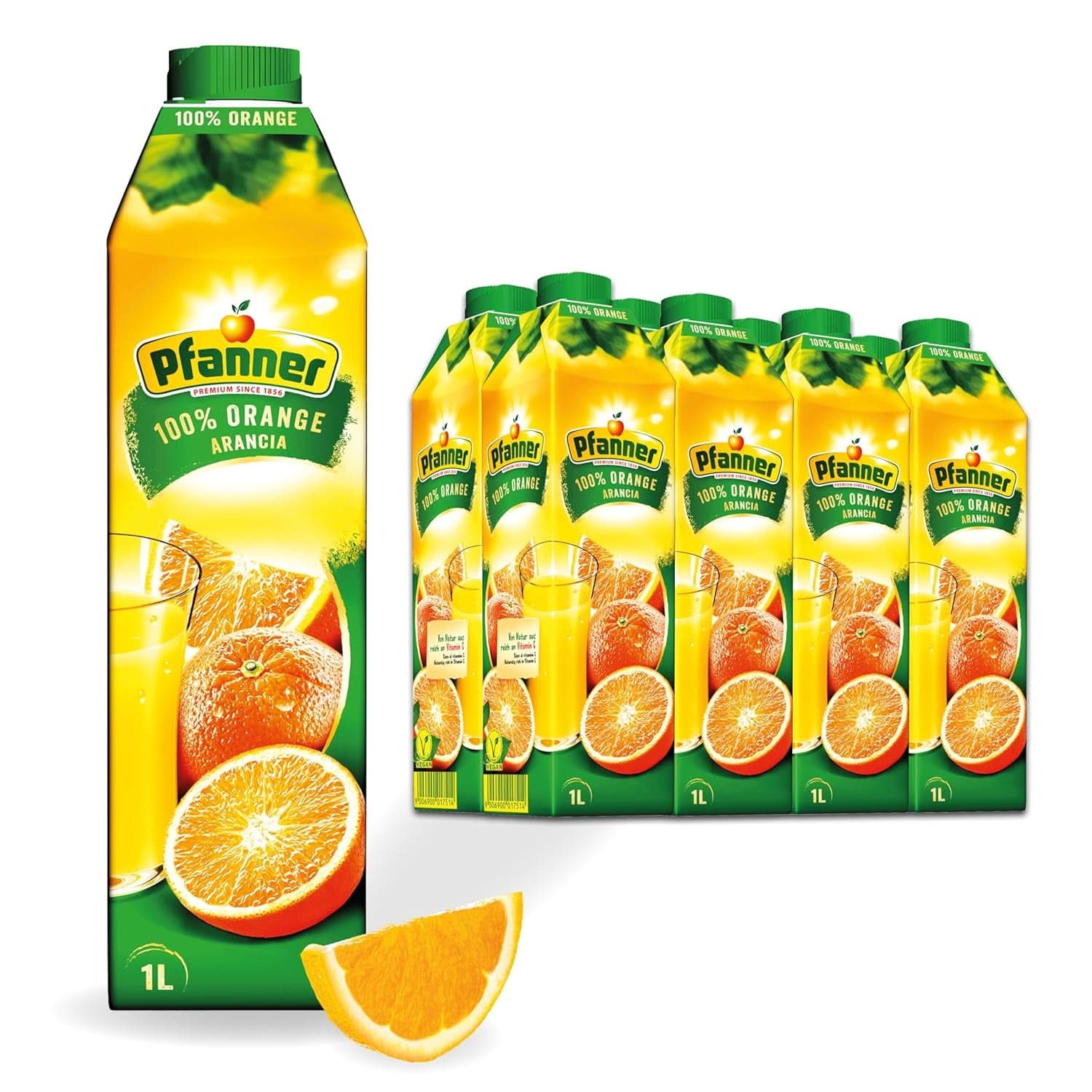 Pfanner Jordbærfrugtnektar (8 X 1 liter) - 30 % frugtindhold - jordbærdrik Naty Shop Orange