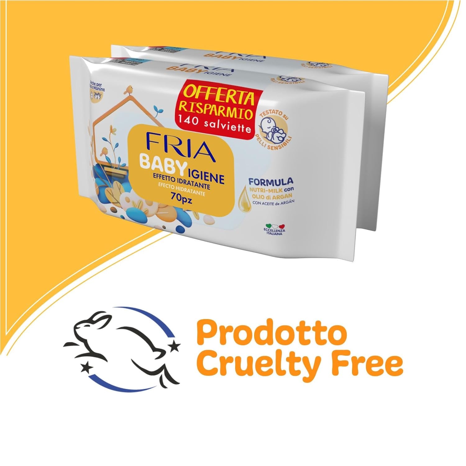 Vådservietter, pakke med 2 (144 servietter)