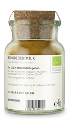Ankerkraut Bio Golden Milk, Gewürz für goldene Milch, med gurkemeje, Zimt og Ingwer, 75 g i et korkglas