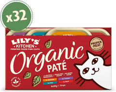 Hrană umedă Lily's Kitchen pentru pisici adulte, cu ingrediente naturale, pachet multiplu de tăvi, pate organic, fără cereale, 4 x (8 x 85g)