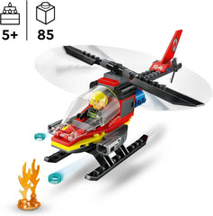 LEGO City Brandvæsen Helikopter, helikopterlegetøj og pilotfigursæt, brandhelikopter til en fantasifuld legeoplevelse, gave til børn, drenge og piger fra 5 år 60411 Byggesæt Besuche den LEGO-Store