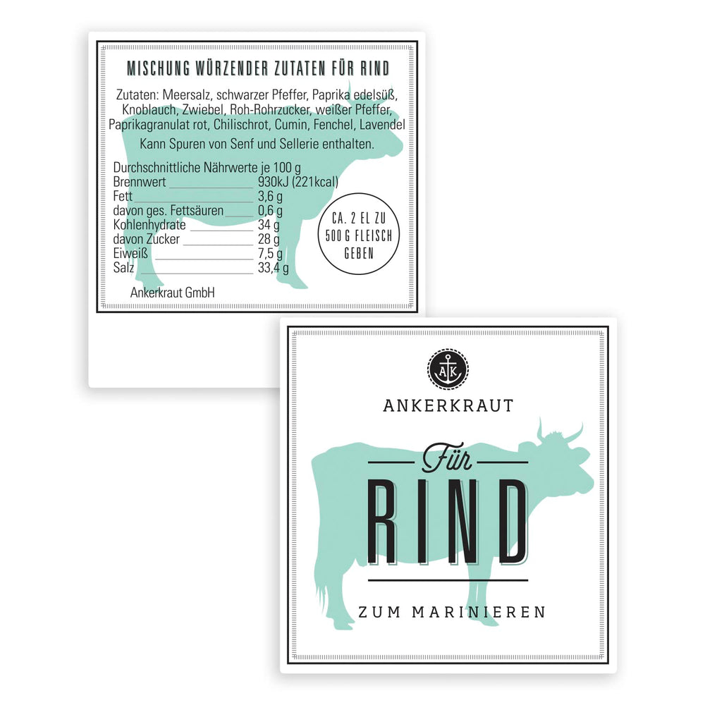 Ankerkraut Für Rind, Gewürz für Fleisch zum Würzen mit Aroma & Gesmack, Lecker Kochen zu Hause, Steak Spareribs Brisket Braten würzen in Premium Qualität, 230g im Streuer