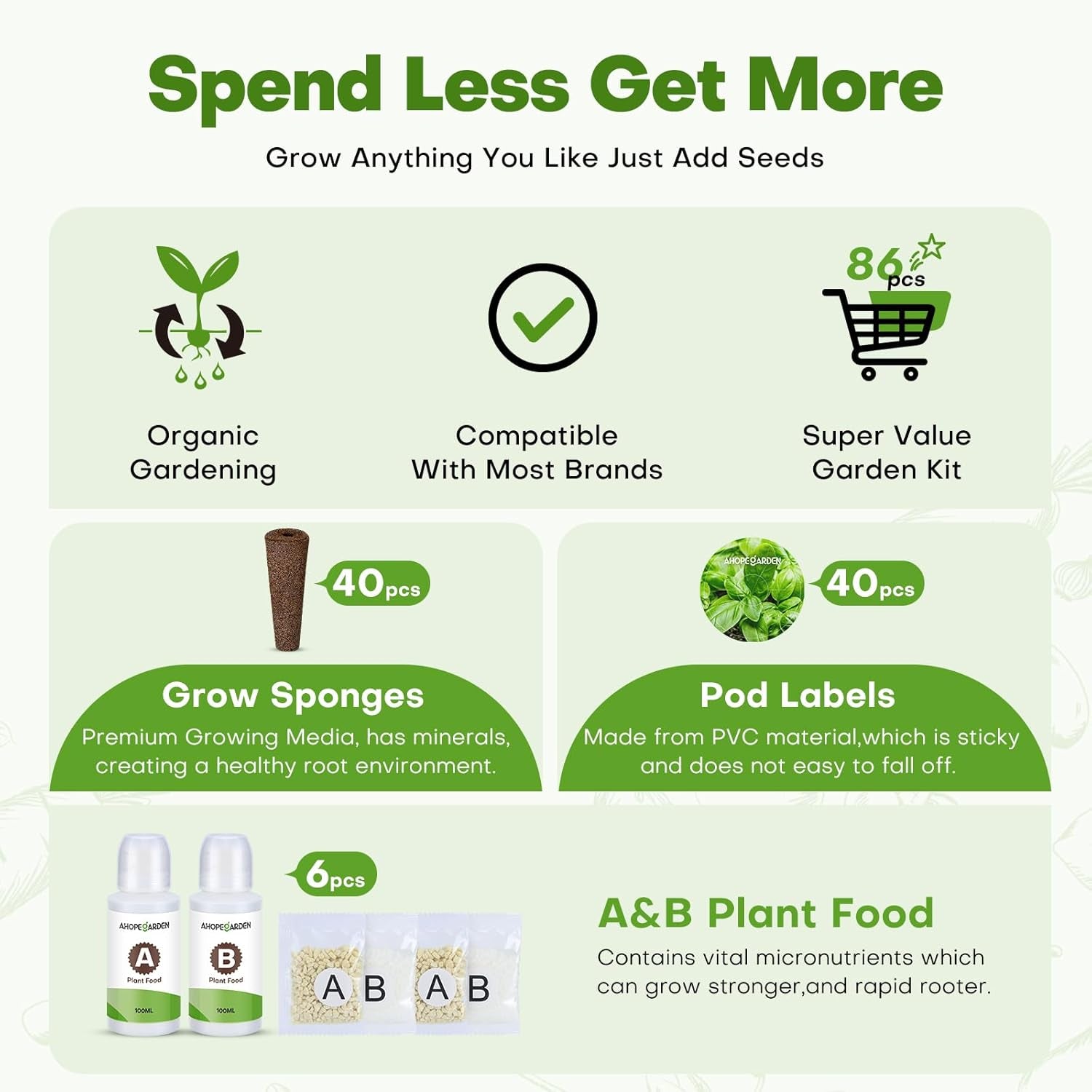 40 stk. Indendørs Havearbejde Hydroponic Grow System Frøkapsel Sæt - Almindelig