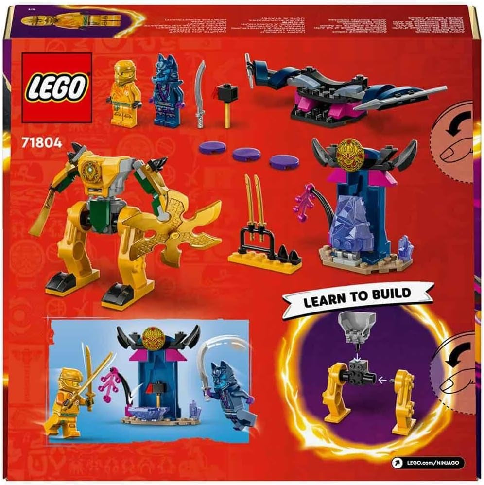 LEGO NINJAGO Arins Battle Mech, Ninja legetøj til børn fra 4+ år Med figurer Inkl. Arin med mini katana, actionfigurer og mekanismer, lille gave til drenge og piger 71804 Byggesæt Besuche den LEGO-Store