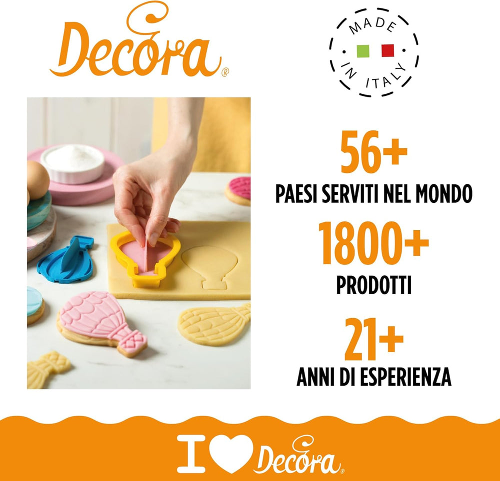 0255035 Decupătoare și markere 3D pentru baloane cu aer cald, din plastic, setul ideal pentru decorațiuni din pastă de zahăr sau pastă de gumă, fabricate în Italia, design original. Pachet de