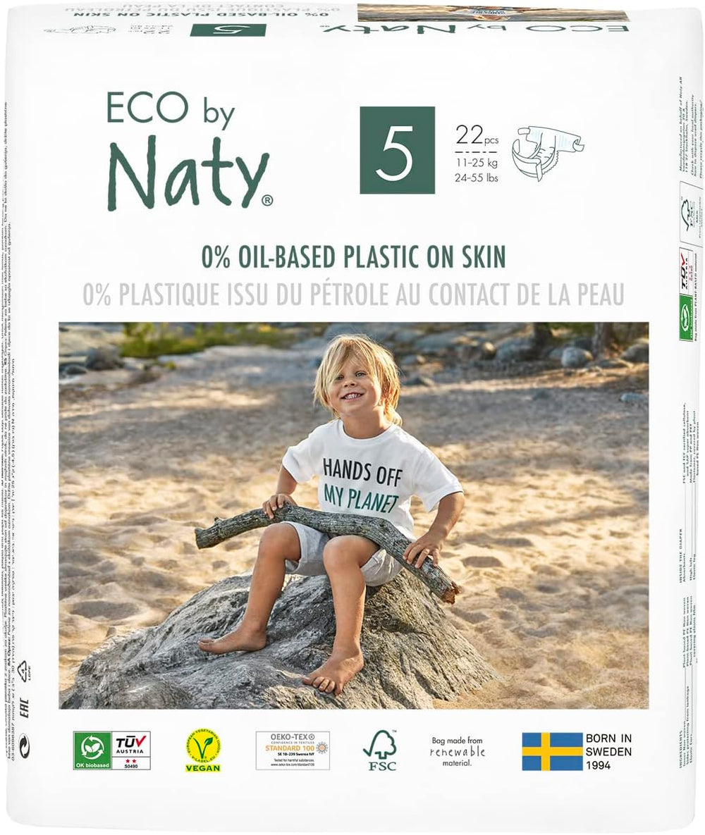 Eco by Naty Premium engangsbleer til følsom hud, str. 5, 11-25 kg, (1 x 22 stk.)
