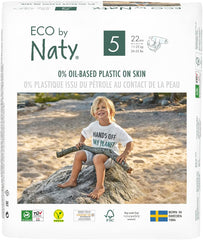 Eco by Naty Premium engangsbleer til følsom hud, str. 5, 11-25 kg, (1 x 22 stk.)