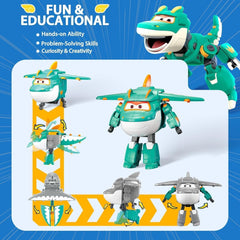 Super Wings EU770447 - Transformering Tino & Pet, transformerende legetøjsfigur ca. 14,5 cm og kæledyr med højden på ca. 4,3 cm, til børn over 3 år Actionfigurer Naty Shop