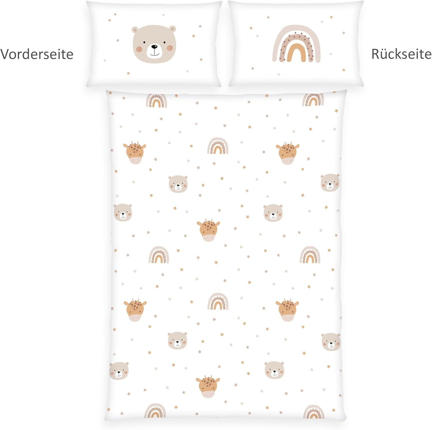 Herding Babybest Little Friends Winterbettwäsche, Kopfkissenbezug 40 X 60 Cm Mit Hoteleinschlag, Bettbezug 100 X 135 Cm, Mit Zwißwerfer, 100 % Baumwolle/Flannel, Weiß, Twin Naty Shop