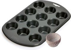 Original Kaiser Inspiration Muffinform-Set 2-Teilig, Muffinblech Mit Xmas Papierbackförmchen Für 12 Muffins, 38 X 27 Cm, Cupcake Form Antihaftbeschichte, Schwarz Forme og bageplader Naty Shop