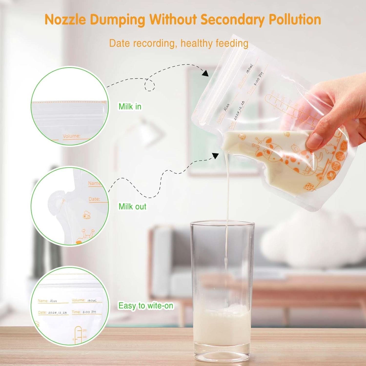 Vinabo 50 Stück Muttermilchbeutel, 250Ml Bpa-Free Muttermilk Opbevaringspose, Milchbeutel Für Muttermilch Mit Ausgießer Für Das Stillen, Selbststehender, Kann Eingefroren Werden, Vorsterilisiert Tilbehør Mad og Amning Baby Naty Shop