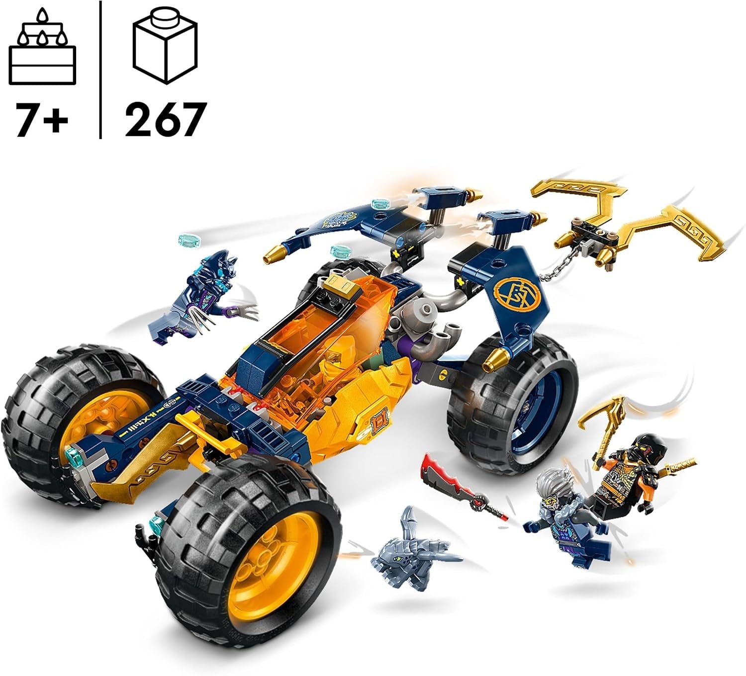 LEGO NINJAGO Arins Ninja Off-Road Buggy, Ninja Legetøj med Bil, Drage og 4 Minifigurer, Buggy Model Adventure Sæt til børn, Fødselsdagsgave til drenge og piger 7 år 71811 Byggesæt Beuche den LEGO-Store
