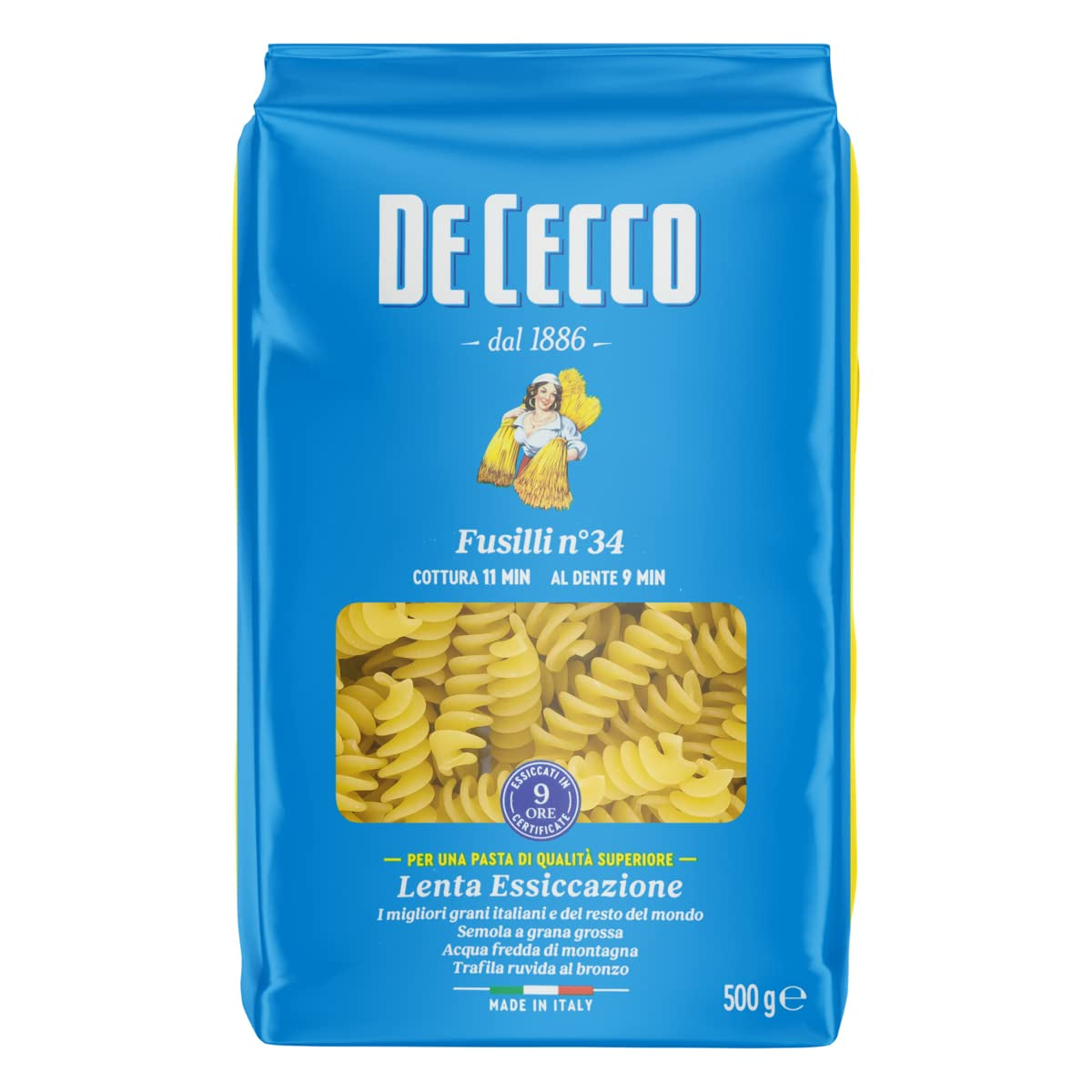 Fusilli 34, Grano duro semulje pasta, 500 g