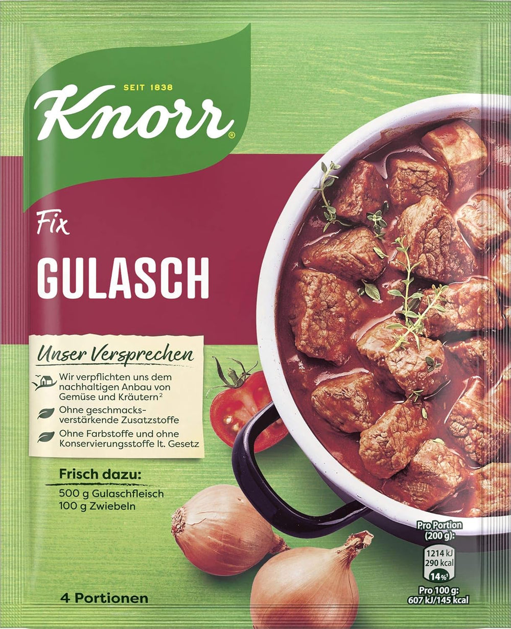Knorr Fix Würzmischung Paprika-Gulash für ene leckeres Fleischgericht mit natürliche Ingredienten 4 Portionen