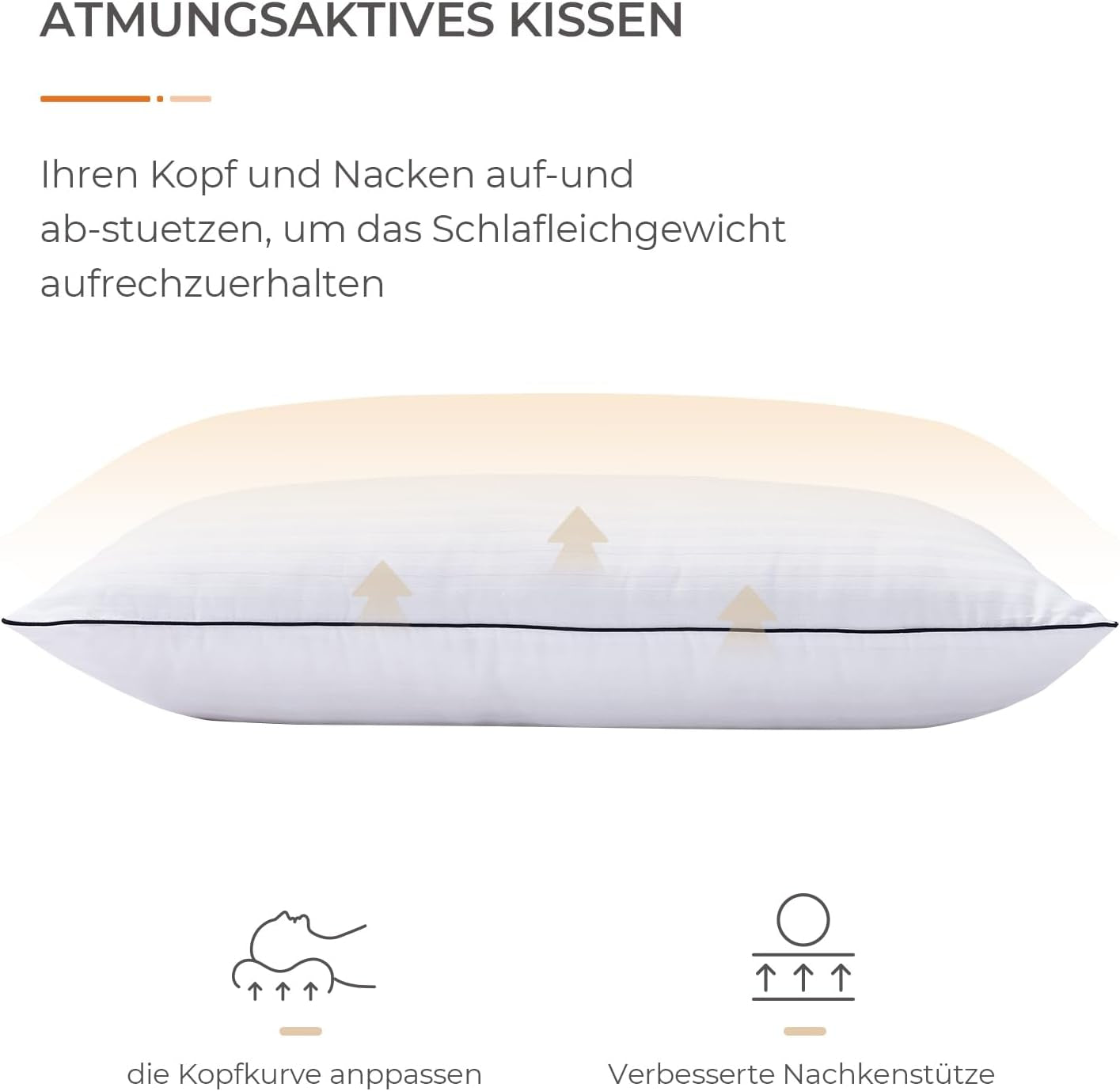 Pernă Sweetnight 80X80 Set de 2, pernă din microfibră 1300G, pernă moale și de susținere a gâtului pentru toate pozițiile de dormit, capac respirabil 100% bumbac, certificat Oeko-Tex Perne standard Naty Shop
