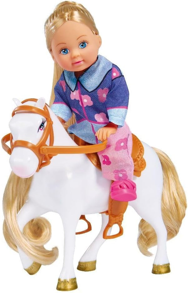 Simba 105737460 - Evi Love Evi Hestevogn med pink jeep, lilla heste- og ponyvedhæng, påklædningsdukke, 12 cm, til børn fra 3 år og opefter Dolls Naty Shop