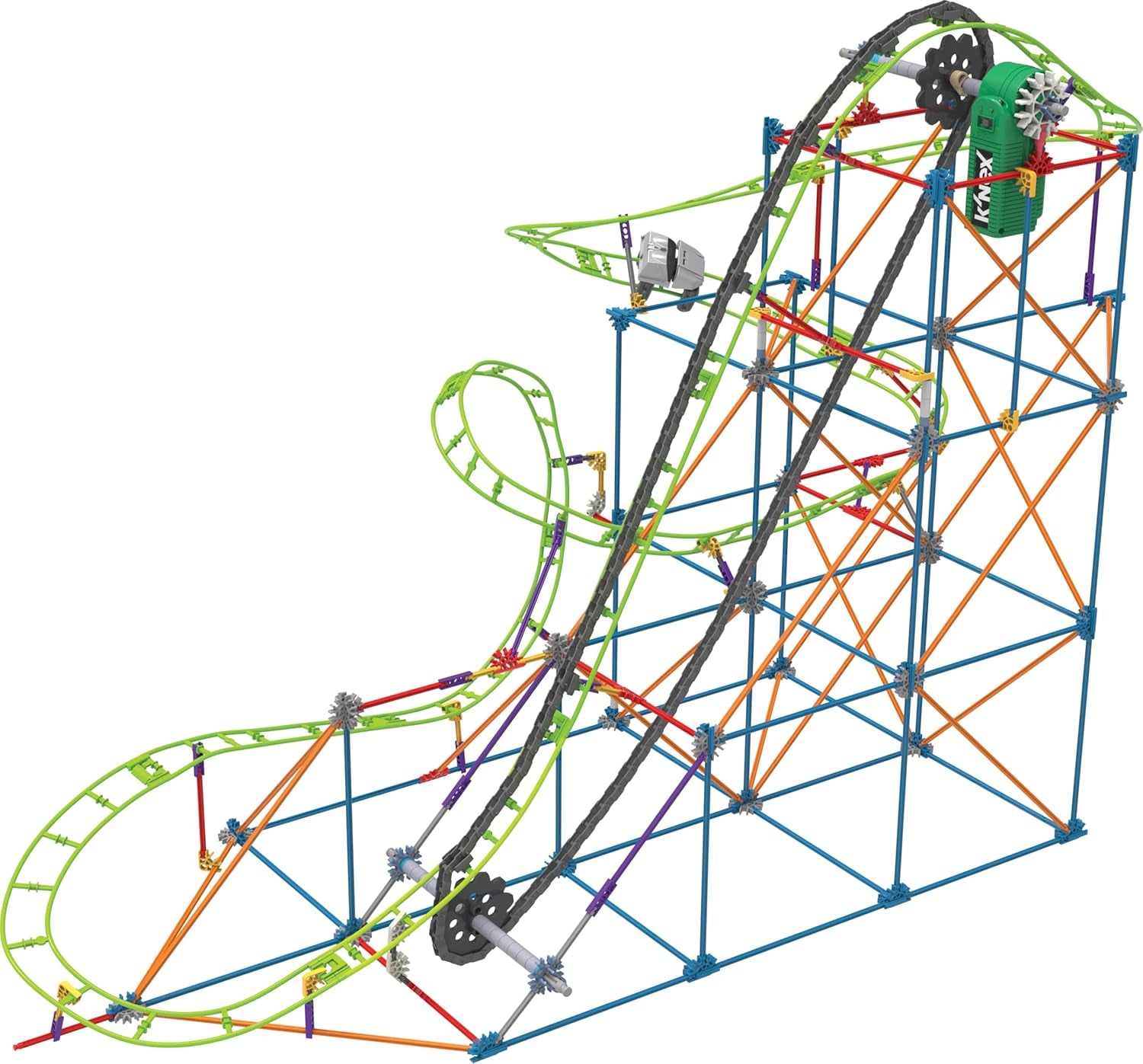 K'NEX 51438 Typhoon Frenzy rutsjebane, 2-i-1 model farverigt byggesæt til drenge og piger, 19 fods legetøj, 640 dele børnebyggesæt til børn i alderen 9 år +
