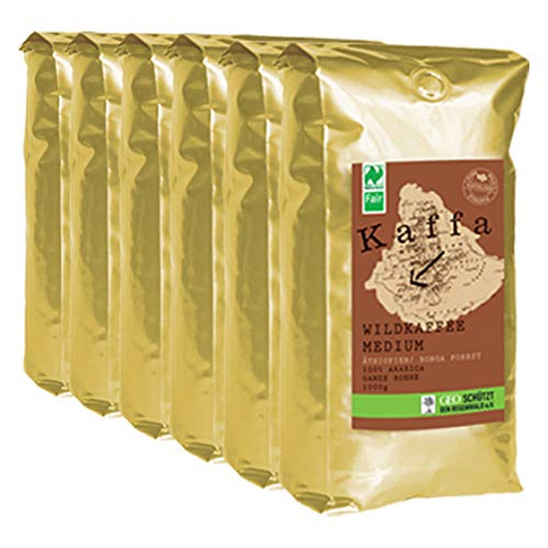 Cafea sălbatică organică, boabe medii, 1000g, pachet de 6