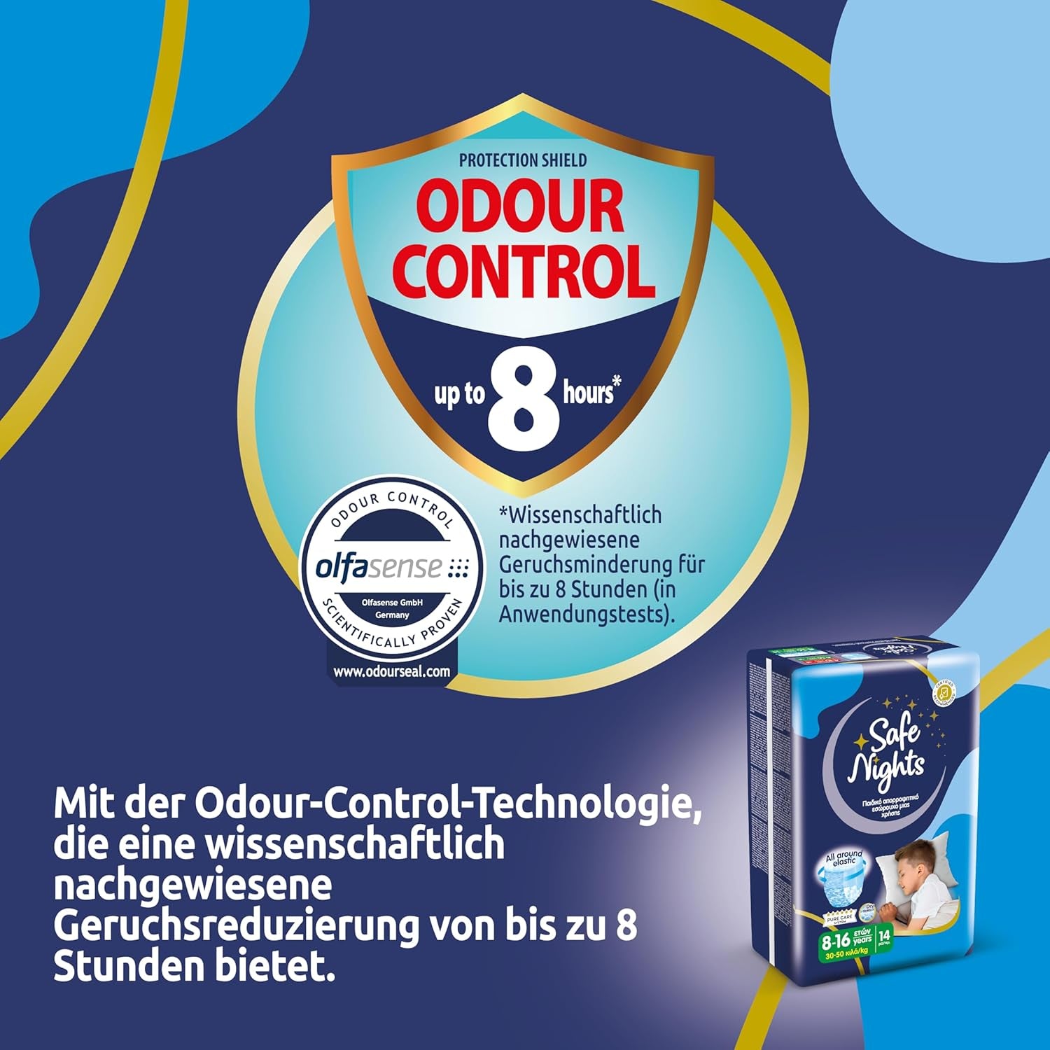 Safe Nights Boy, natbukser til alderen 8-16 år (30-50 kg), 84 stk.