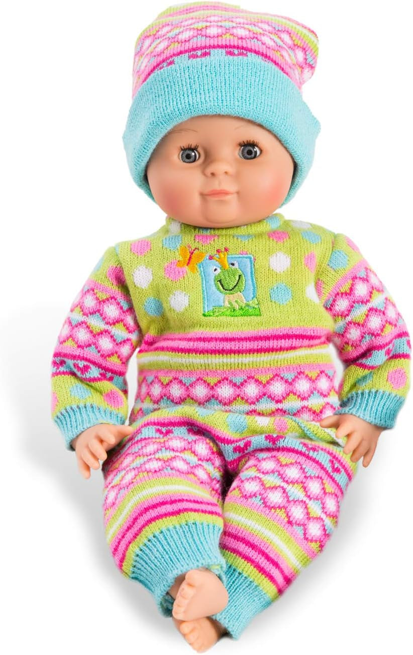 Heless 2666 - Strickstrampler für Puppen, Froschi, Größe 35 - 45 cm