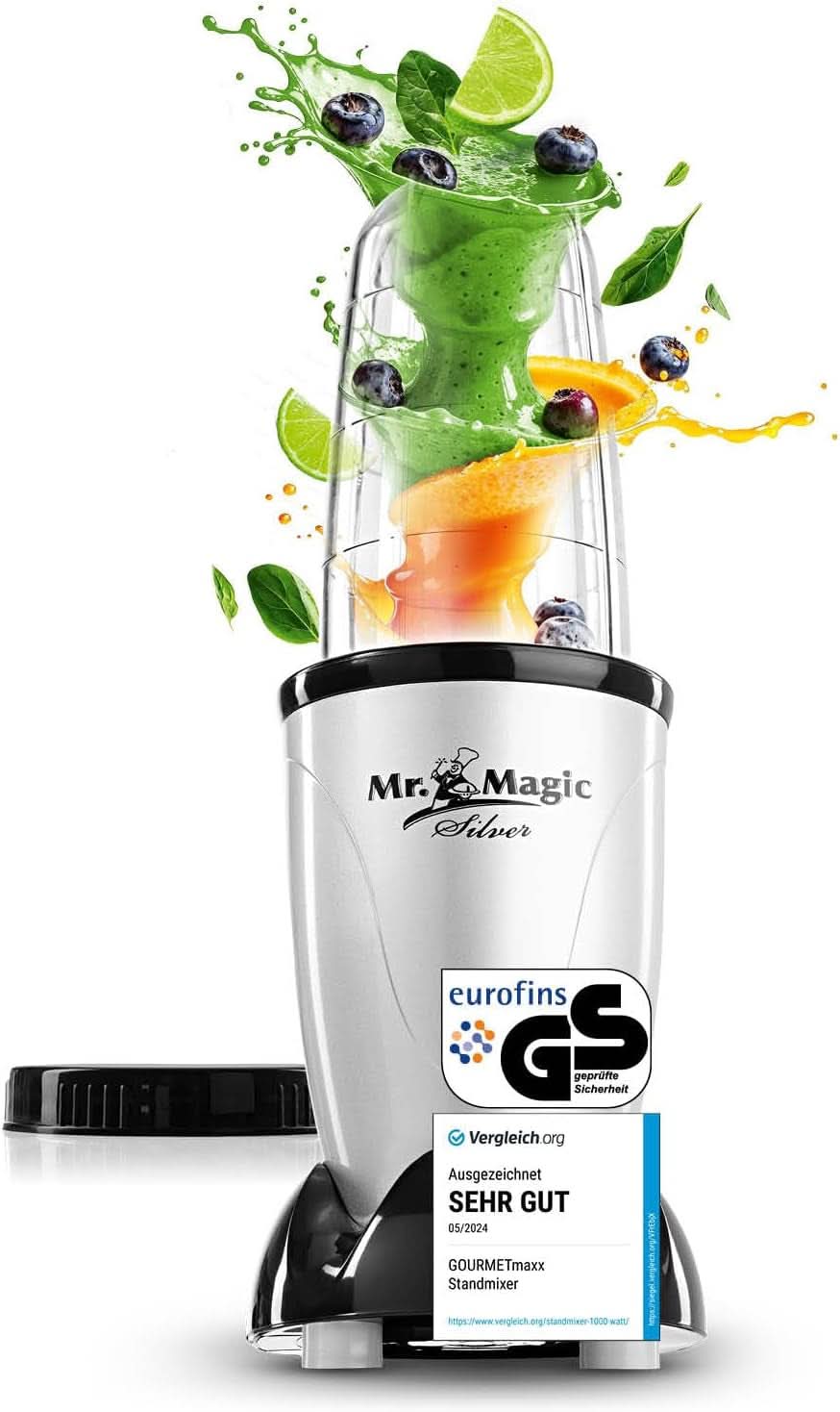 Gourmetmaxx Mr Magic Blender, Smoothie Maker med Xxl Naty Shop tilbehørspakke