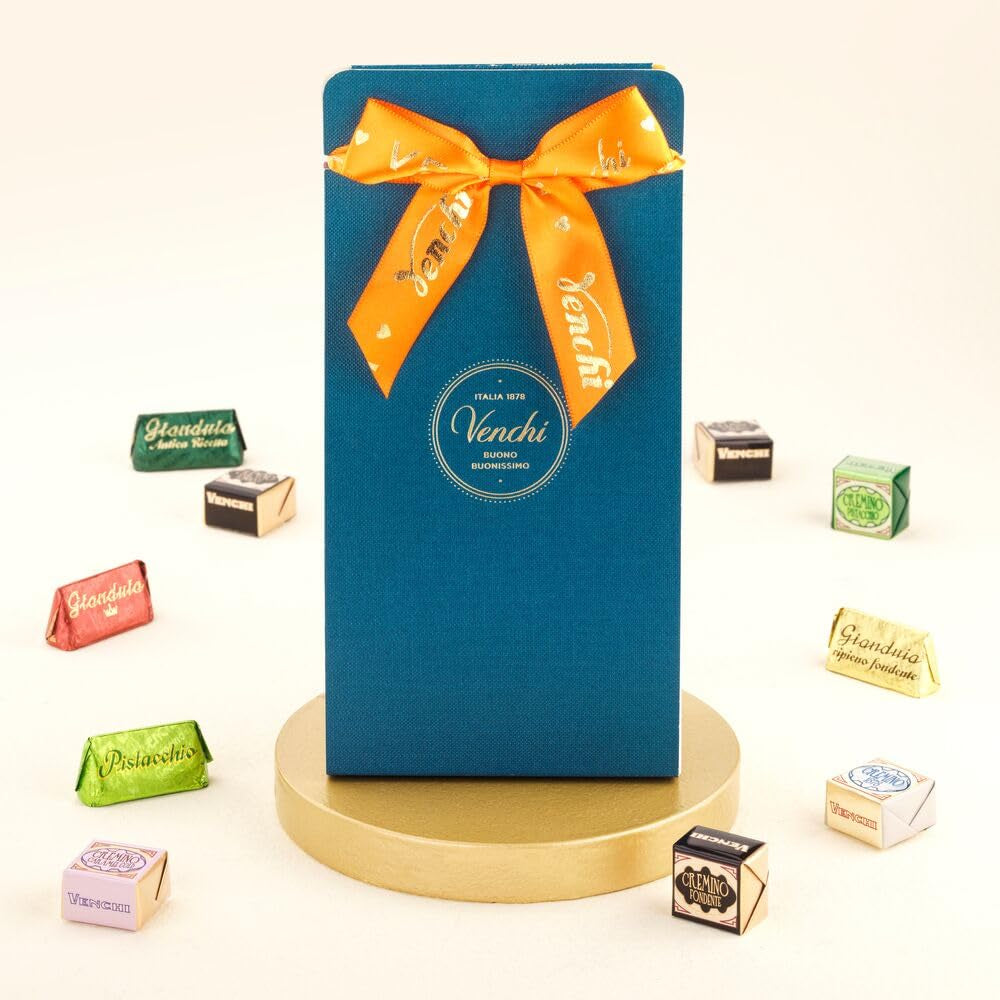 Venchi – Murrine Collection – Gaveæske med diverse Cremino og Gianduiotti chokolader, 411 g – Med BGB Piemonte hasselnødder – Gaveidé – Glutenfri