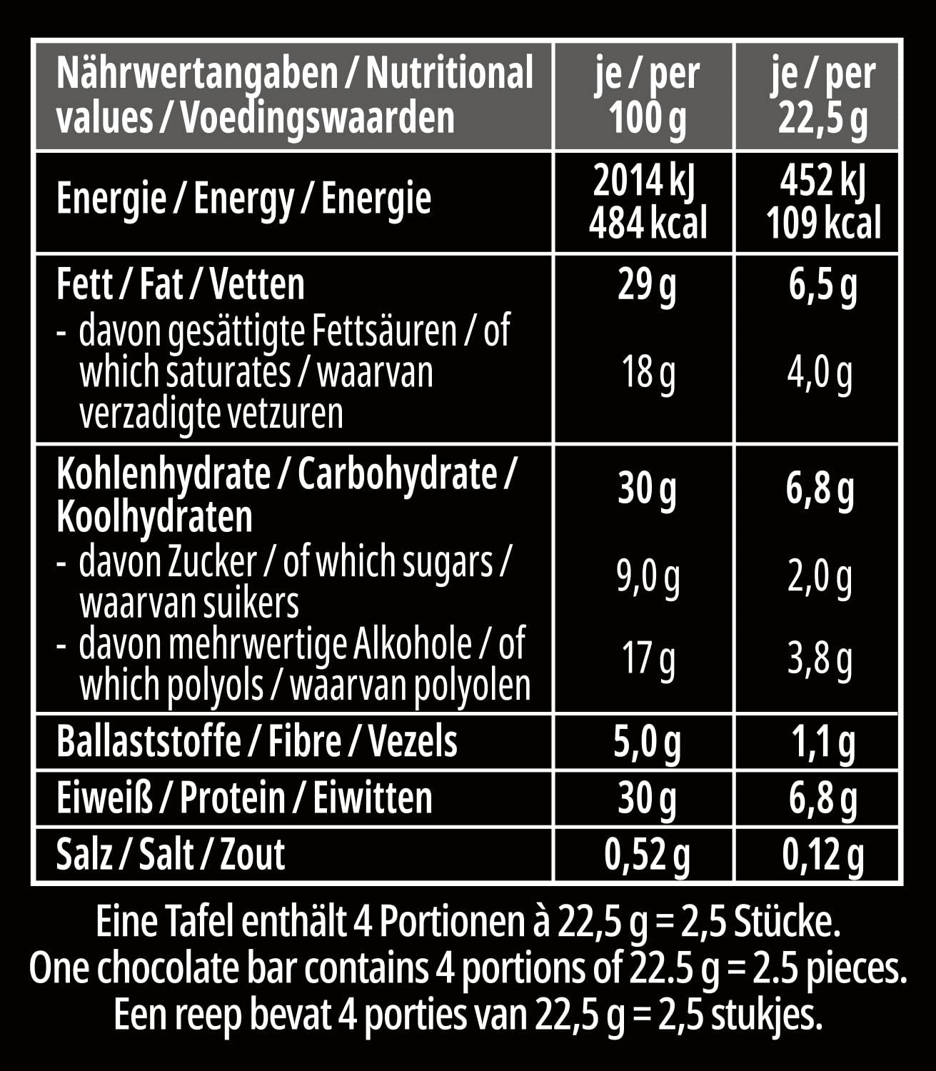 frankonia CHOCOLAT POWER MOTION uden tilsat sukker - Sprød hvid chokolade med højt protein- og lavt kulhydratindhold, 90 g