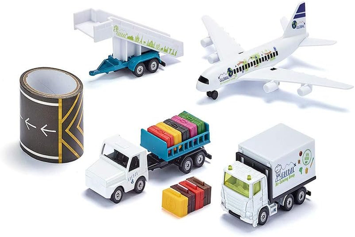 siku 6329, Geschenkset Straßenbau, Muldenkipper, Liebherr Radlader, Straßenwalze, Bewegliche Teile, Inkl. Granulat