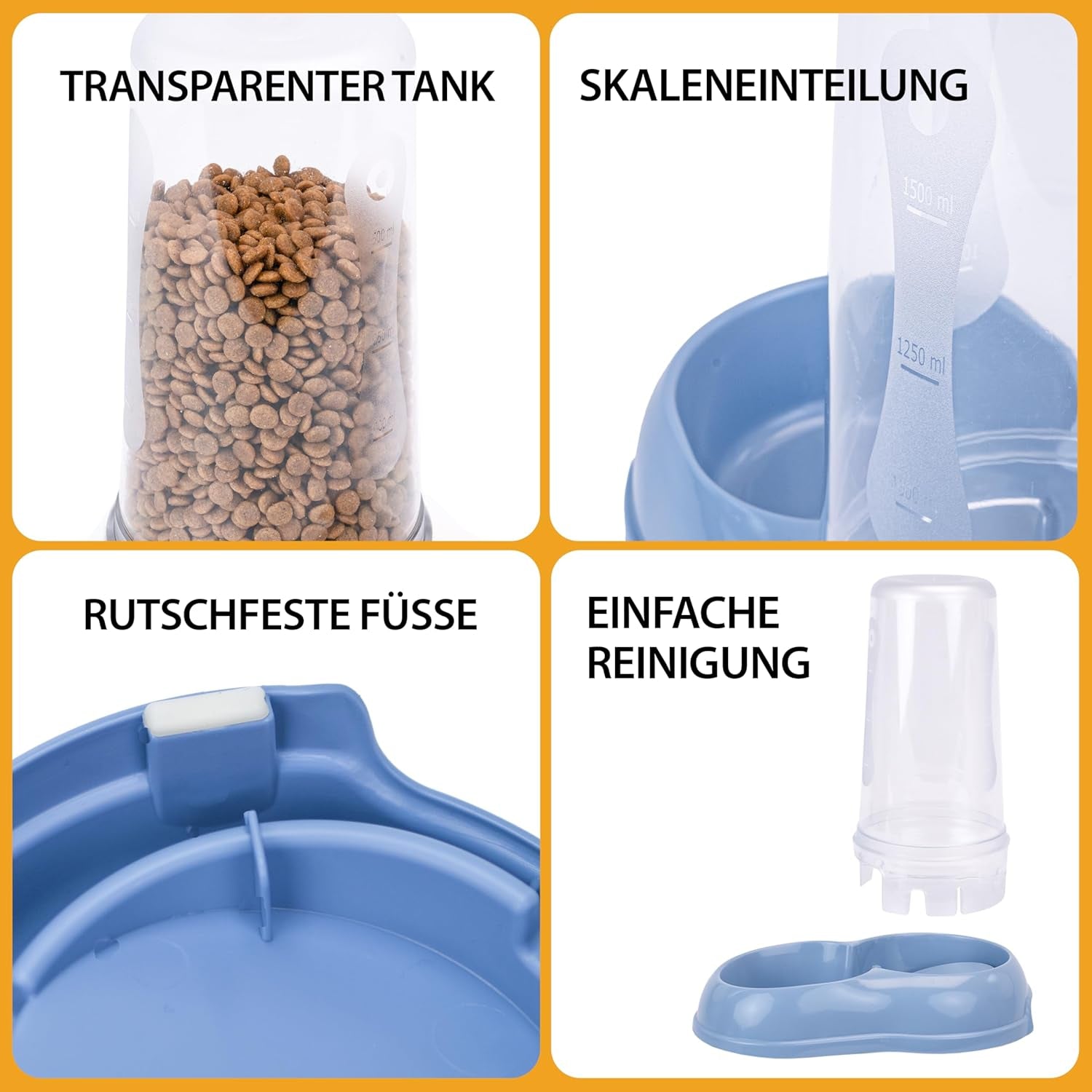 Ferplast Futter- oder Wasserspender für Hunde und Katzen AZIMUT 600 Futtertrog Vand 0,6 liter, Rutschfester Boden, 12,5 x 19 x H 19,5 cm Blå