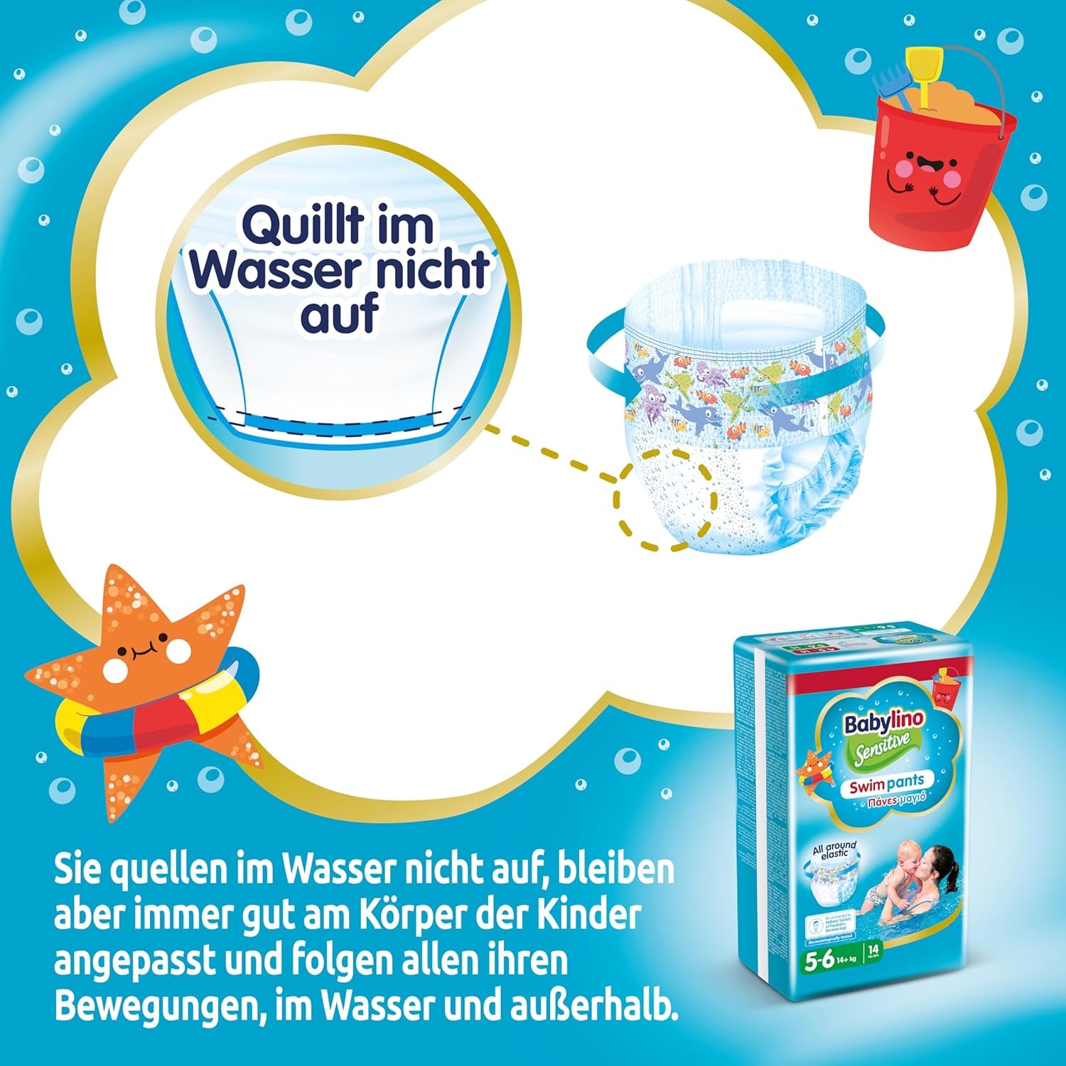 Bleer Sensitive svømmebukser, til hav og pool, str. 5-6 (over 14 kg), 84 stk.