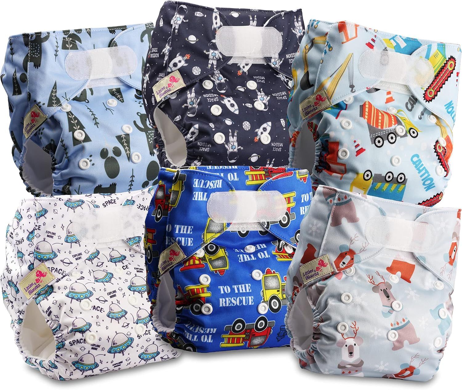 Littles og Bloomz genanvendelig ble FLV2-0602, standard krog og løkke lukning, 6 bleer