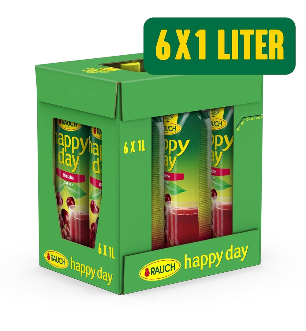 Rauch Happy Day Cherry | Fra udvalgte surkirsebær | 6X 1 liter, Tetra Prisma Naty Shop
