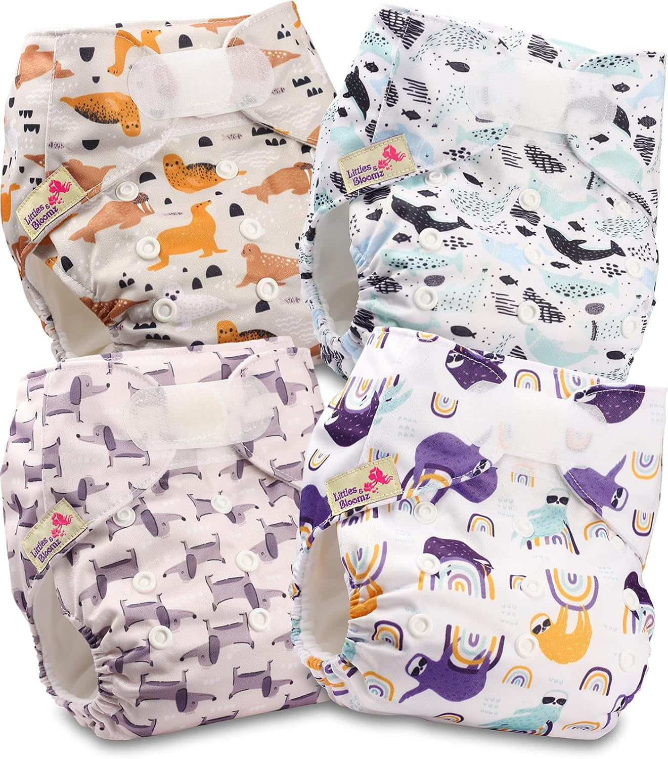 Littles og Bloomz genanvendelig ble FLV2-0602, standard krog og løkke lukning, 6 bleer