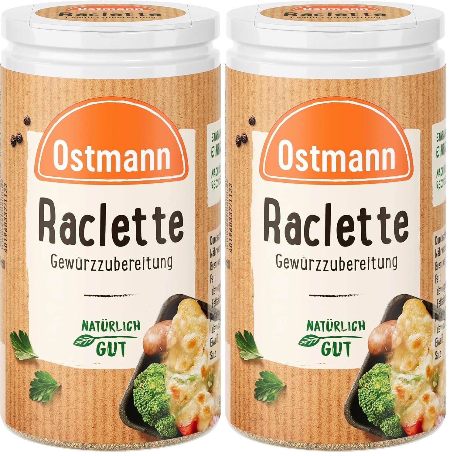Ostmann Gewürze - Raclette Gewürzzubereitung | Zum Würzen von Käsegerichten | Recyclebare, nachfüllbare Streudose | 45 g i Streuer