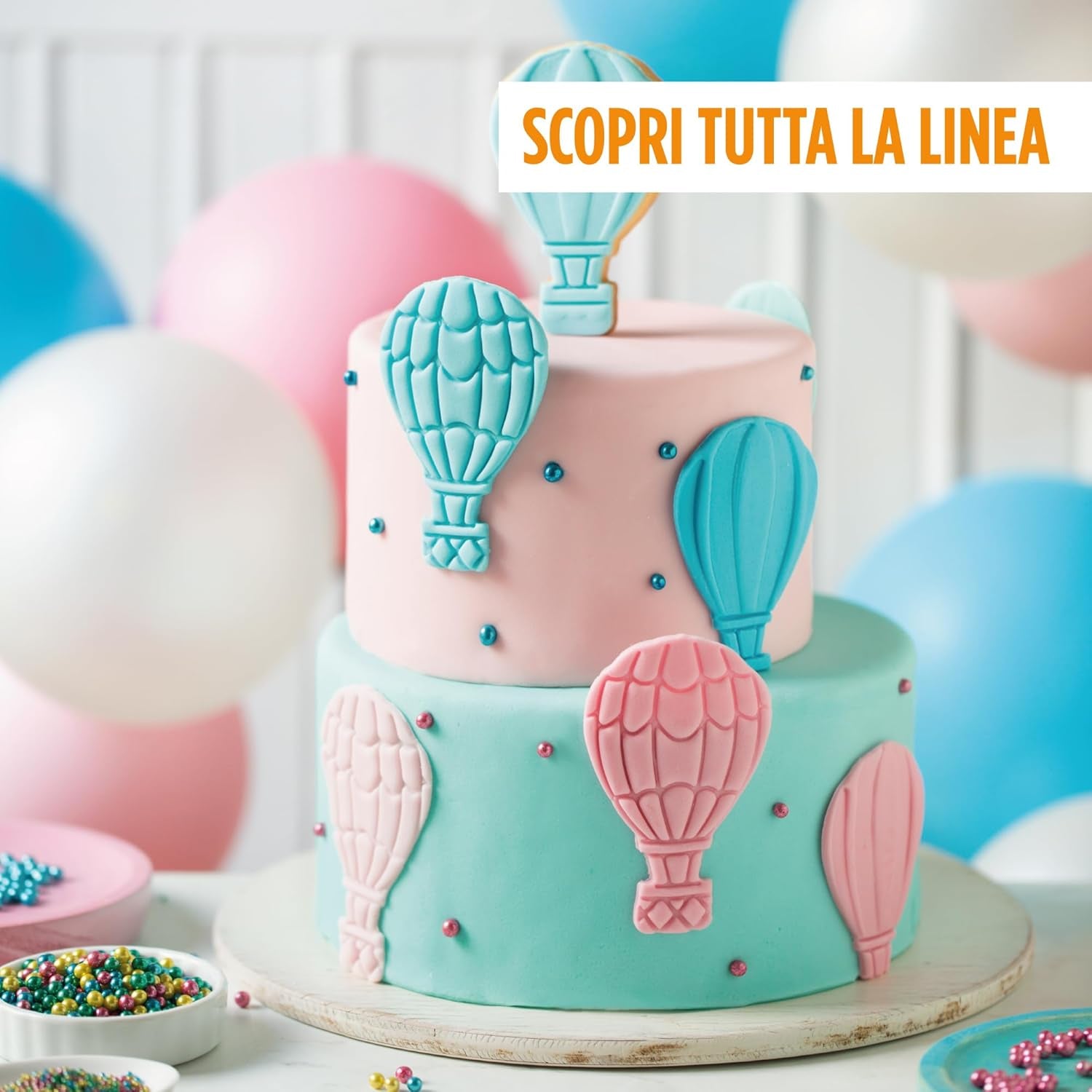 0255035 Decupătoare și markere 3D pentru baloane cu aer cald, din plastic, setul ideal pentru decorațiuni din pastă de zahăr sau pastă de gumă, fabricate în Italia, design original. Pachet de