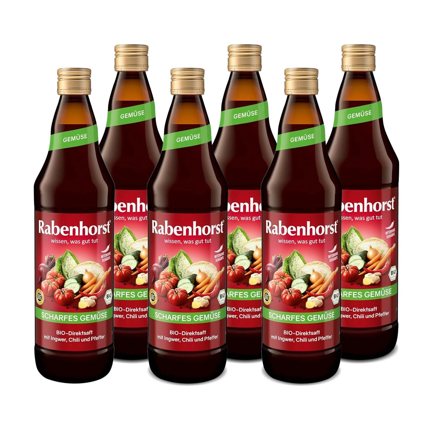 RABENHORST (6 x 700 ml) - Højkvalitets grøntsagsjuice fra forskellige grøntsager med en intens krydret smag Ikke-alkoholiske drikke Naty Shop