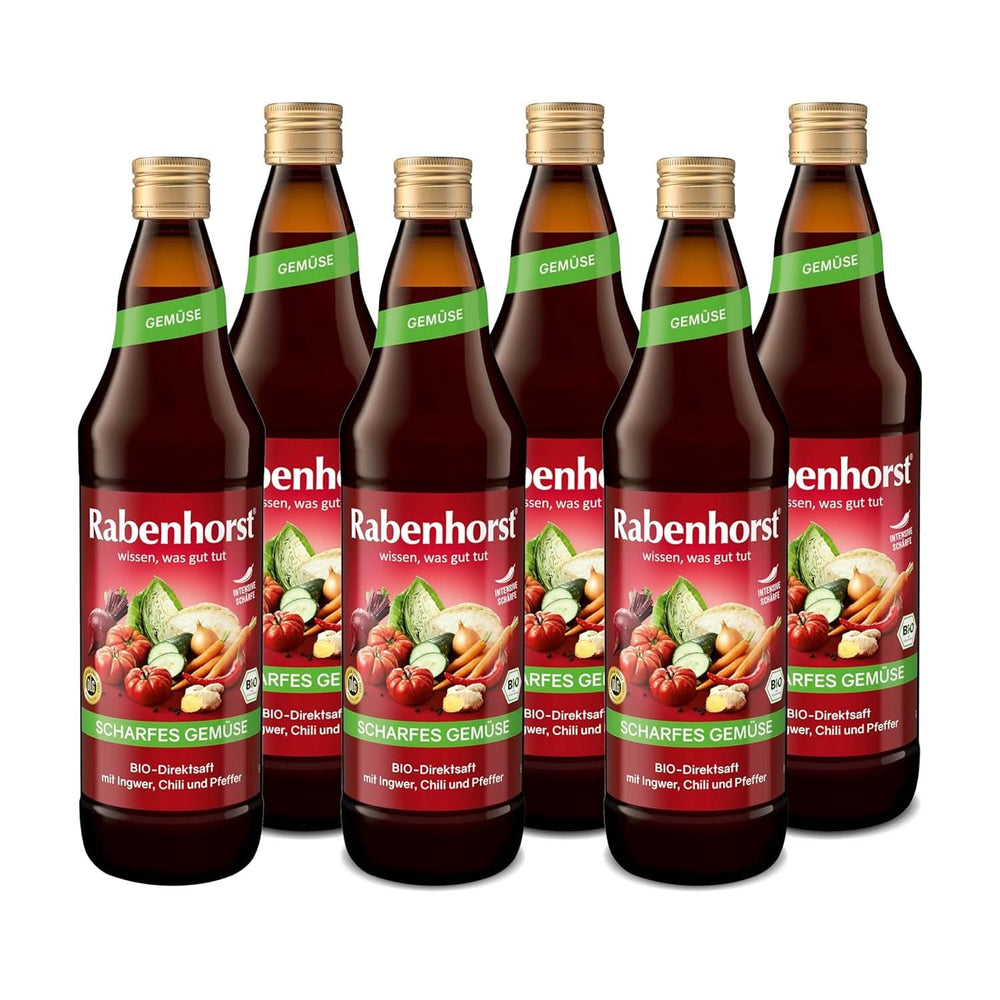 RABENHORST (6 x 700 ml) - Højkvalitets grøntsagsjuice fra forskellige grøntsager med en intens krydret smag Ikke-alkoholiske drikke Naty Shop