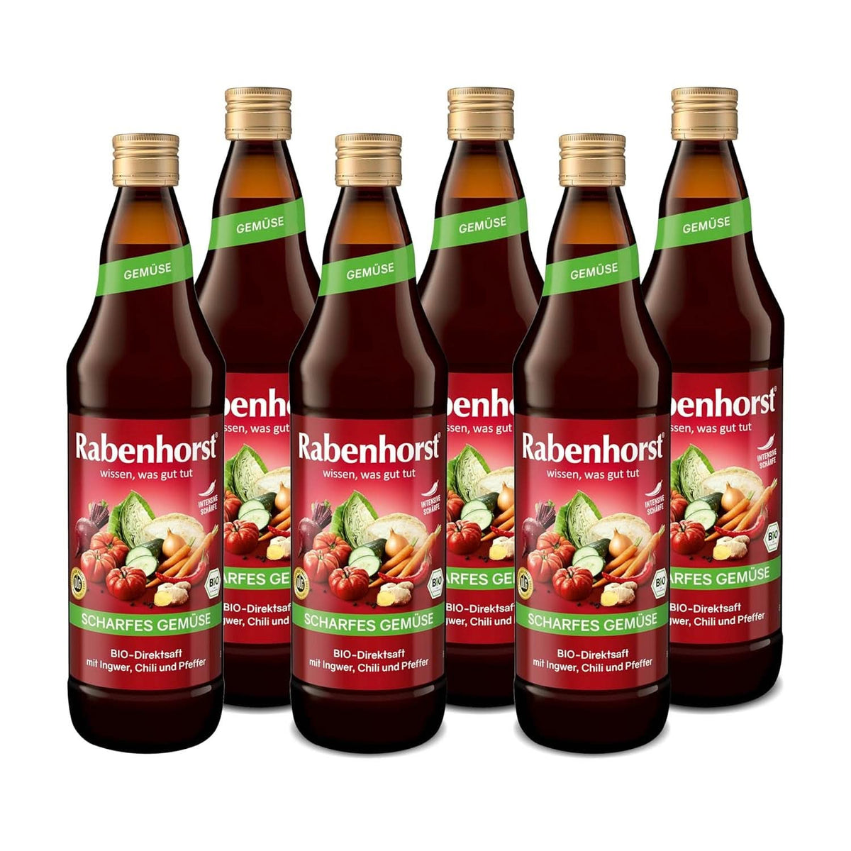 RABENHORST (6 x 700 ml) - Højkvalitets grøntsagsjuice fra forskellige grøntsager med en intens krydret smag Ikke-alkoholiske drikke Naty Shop