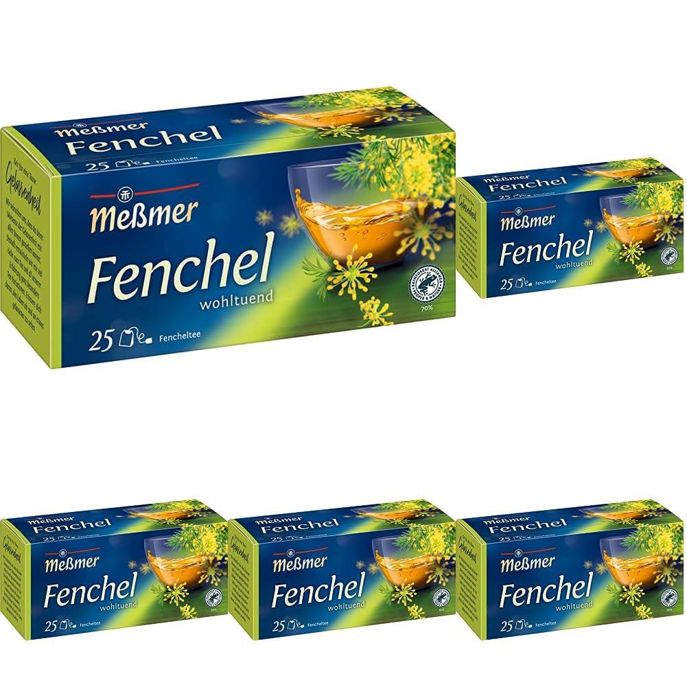 Meßmer Fenchel | 25 | Pliculețe de ceai | Vegan | Fără gluten | Fără lactoză, 75 g