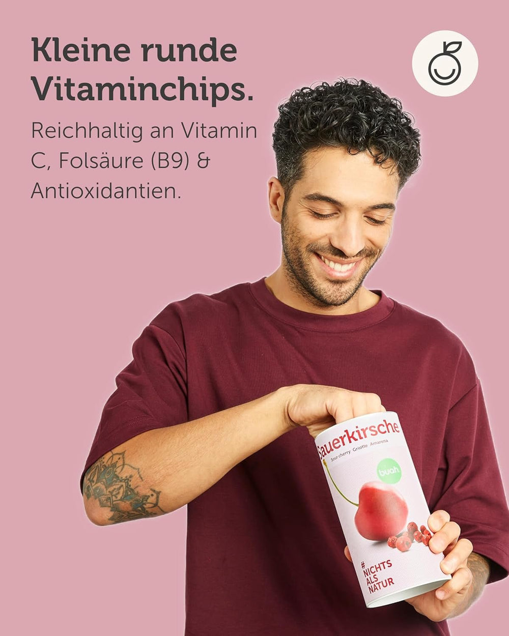 Cireșe amare liofilizate BUAH® | Cireșe amare întregi ca gustare sau pentru muesli | Înlocuitor ideal pentru bomboane | Vegan și fără zahăr adăugat | 135g Produse deshidratate Naty Shop