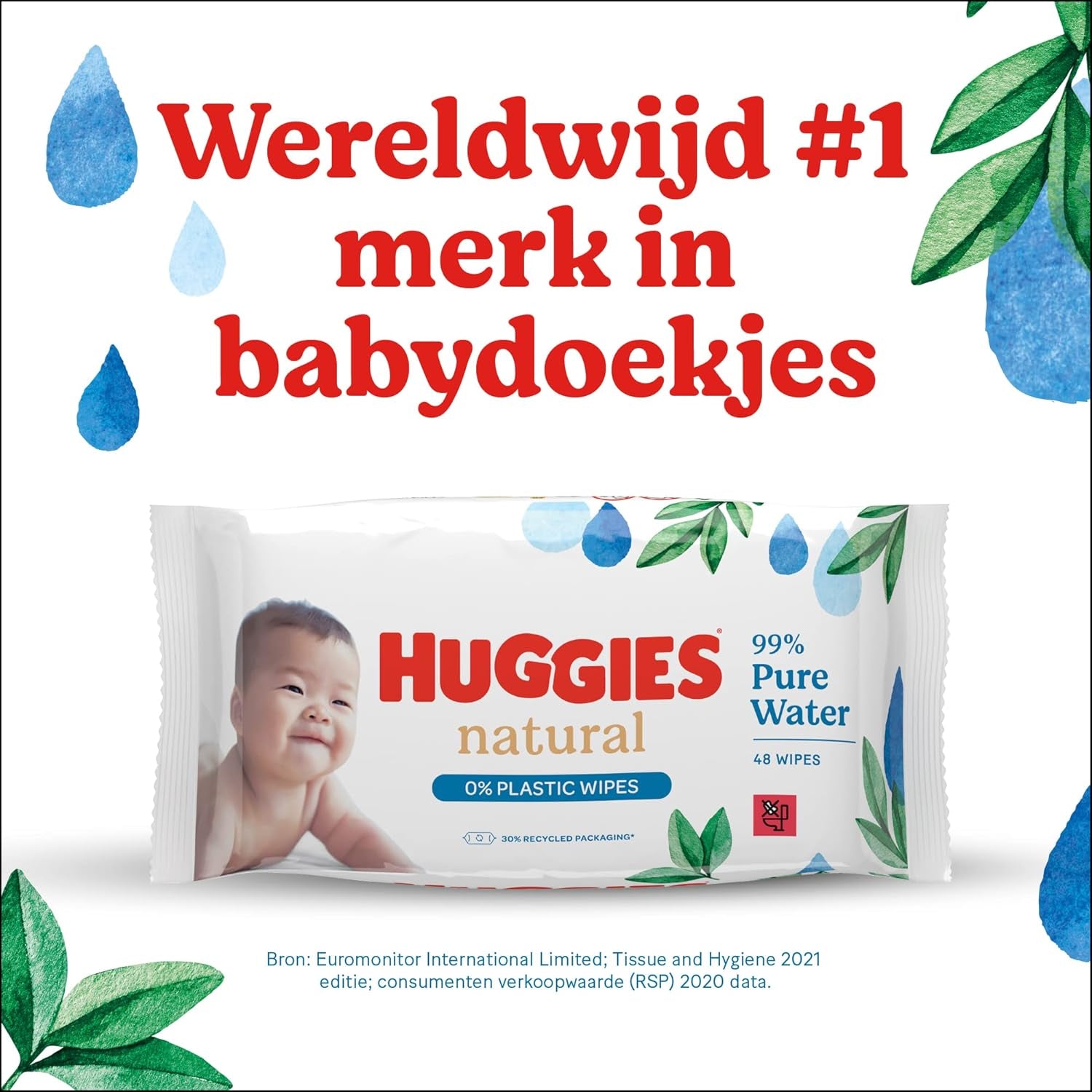 Huggies naturligt biologisk nedbrydelige vådservietter til følsomme babyer, 8 x 48 servietter, bulkpakke