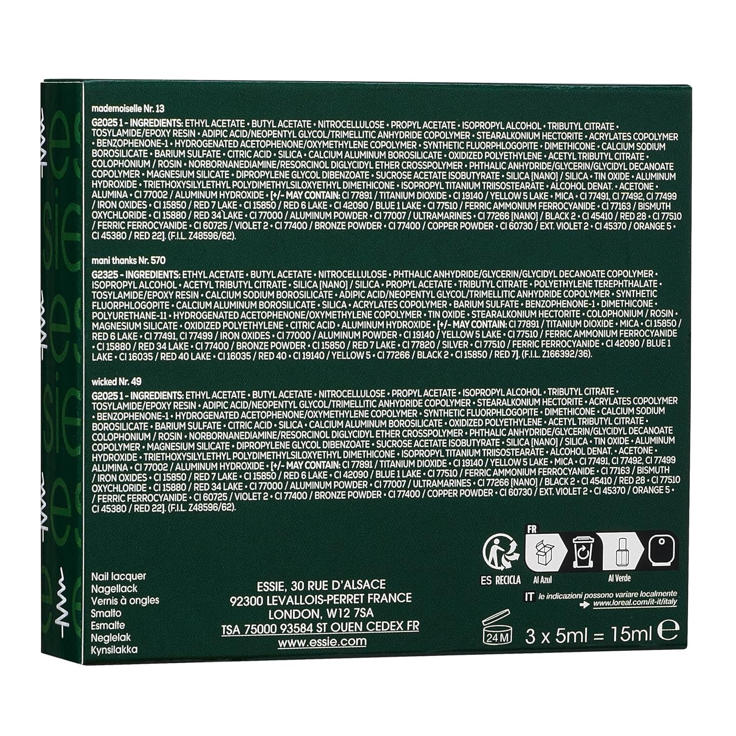 Kit Essie Mini Trio XMAS, no. 13 Mademoiselle + nr. 49 Wicky + nr. 570 Mani Tak, 3 x 15 ml