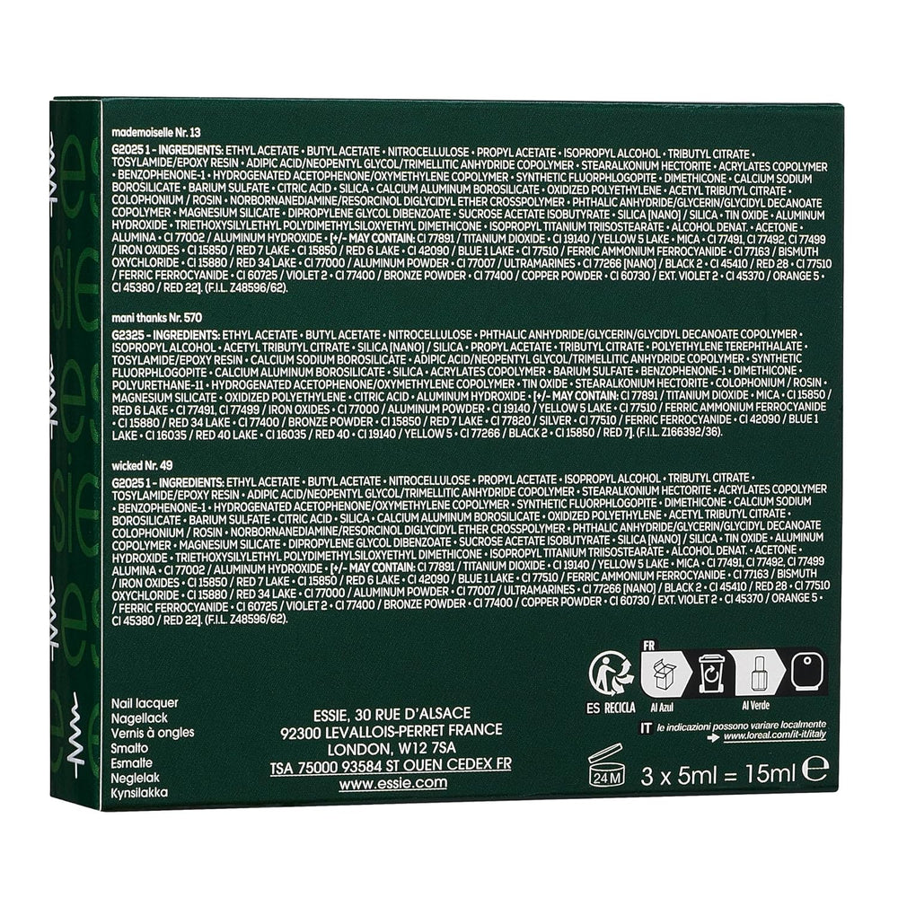 Kit Essie Mini Trio XMAS, no. 13 Mademoiselle + nr. 49 Wicky + nr. 570 Mani Tak, 3 x 15 ml