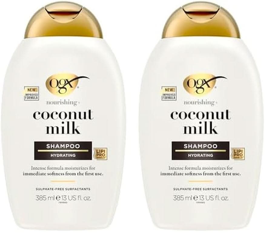 Shampoo med kokosmælk OGX (385 ml), fugtgivende effekt Bruser og bad Naty Shop 2 x 385 ml