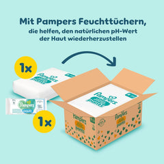 Pampers Premium Protection Pants Größe 6, 78 Windeln, 13kg-19kg, Mit 360° Fitform, 2x breiteren Bundchen as vorher for Komfort & Schutz + 10 Stück Pampers Aqua Baby-Weuchttücher enthalten