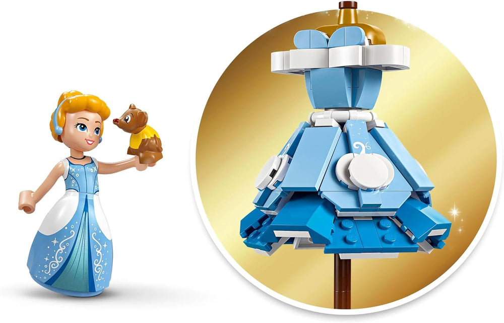 LEGO Ç€ Disney Princess Askepotkjole, legetøj til drenge og piger fra 9 år - inkluderer en kjolebøjle, en Askepot minidukke og en musefigur - Kreativt legesæt 43266 Byggesæt Beuche den LEGO-Store