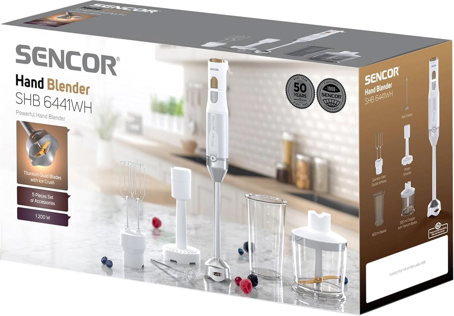 Sencor Multifunktionaler Standmixer, Ultra-Leistungsstark, 6 i 1, 1200 W, Mit Doppel-Schneebesen, Zerkleinerer & Mousseur, Kartoffelstampfer, Quadblade-Klingen Aus Titan, Stufenlose Bucatarie Naty Shop