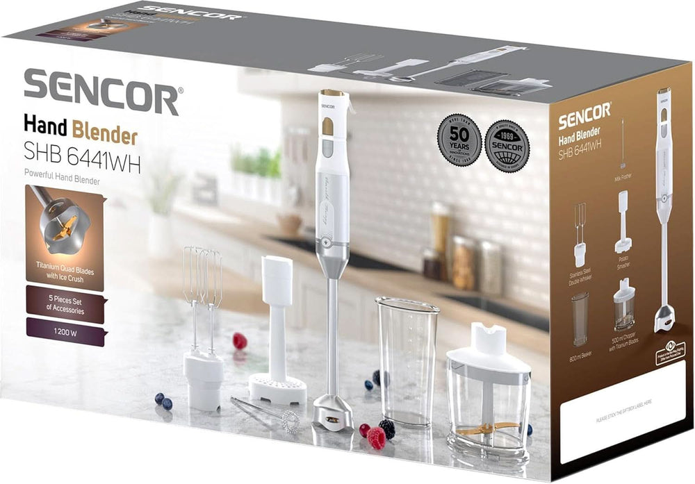 Sencor Multifunktionaler Standmixer, Ultra-Leistungsstark, 6 i 1, 1200 W, Mit Doppel-Schneebesen, Zerkleinerer & Mousseur, Kartoffelstampfer, Quadblade-Klingen Aus Titan, Stufenlose Bucatarie Naty Shop