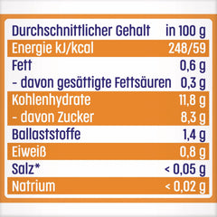 Mango i æble- og ferskensovs med en pose kiks (6 x 120 g), uden tilsat sukker, lavet af milde frugter og værdifulde kornprodukter, ideel til snacks og på farten.