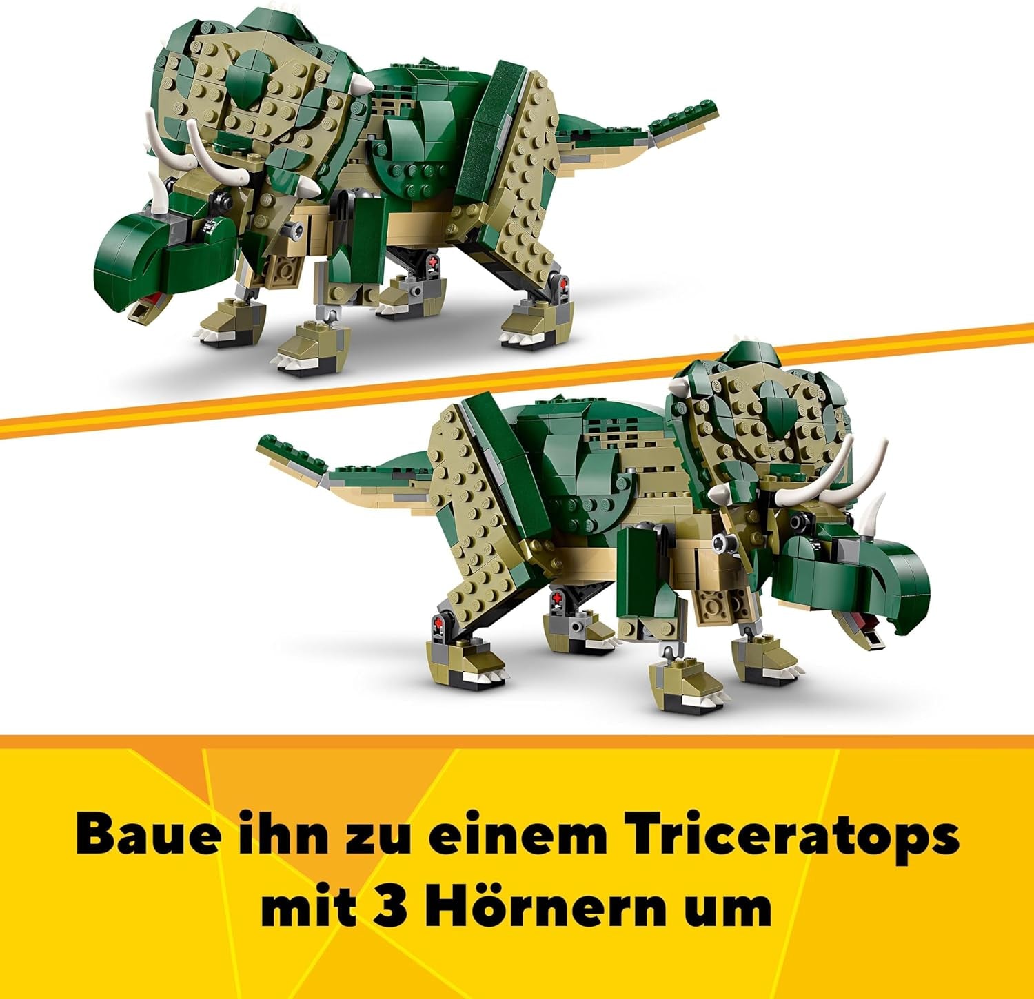 LEGO Creator T.Rex, Dino 3-i-1 Transformable Triceratops eller Pterodactyl, mobil dinosaurmodel til børn, gave til drenge og piger 31151 byggesæt Besuche den LEGO-Store